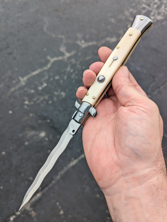 11" FRANK BELTRAME FAUX IVORY KRIS BLADE ITALIAN STILETTO