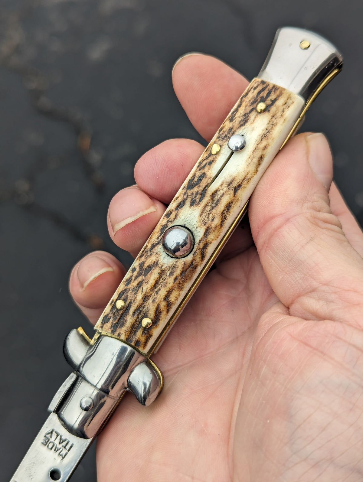 9" Renzo Beltrame Stag Horn Flat Grind Italian Stiletto