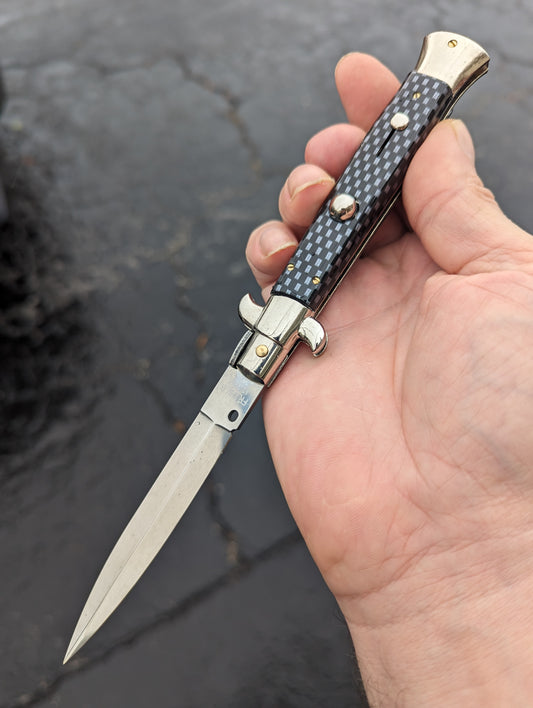 9" Frank Beltrame Faux Carbon Fiber Italian Stiletto Dagger