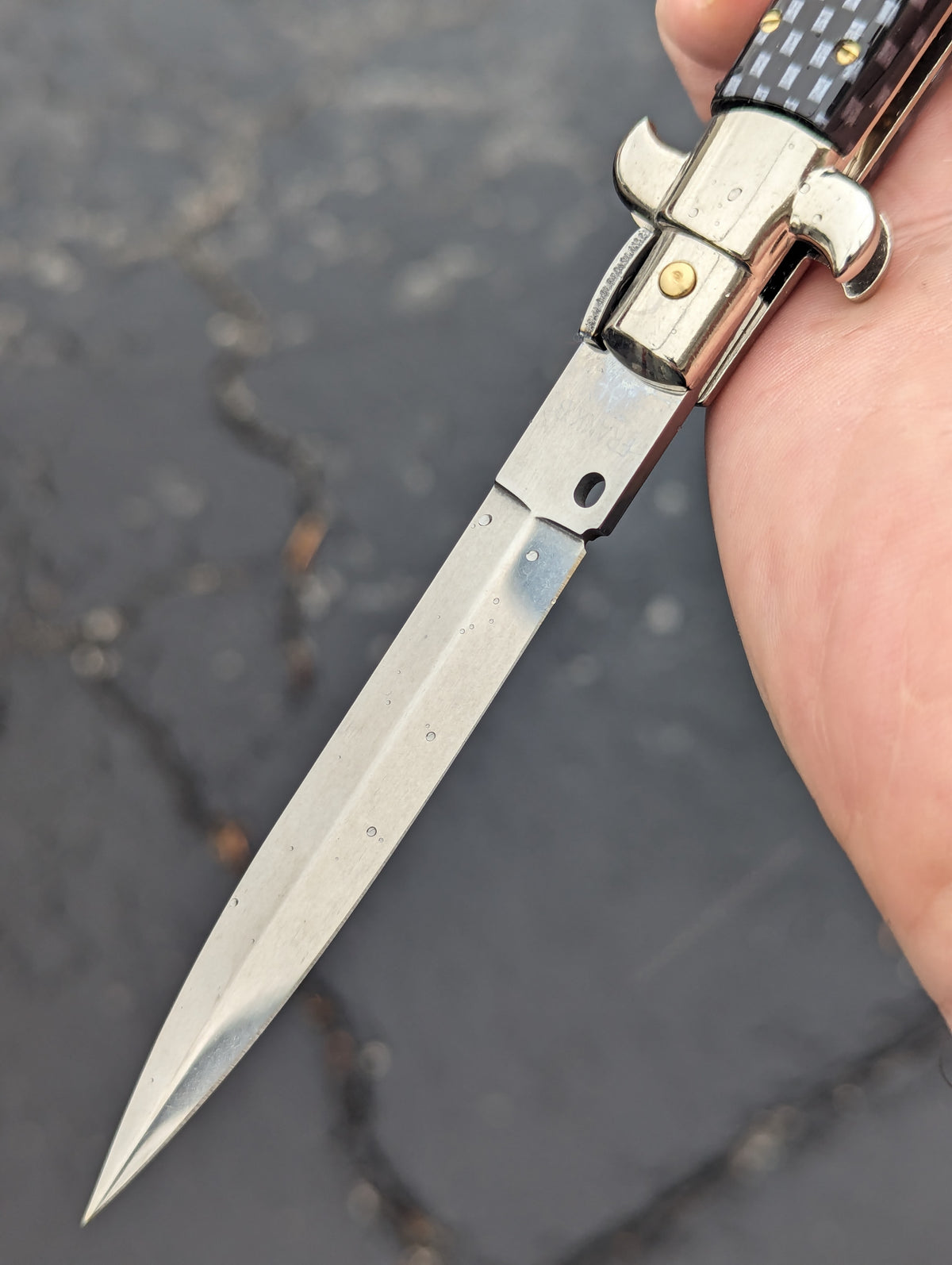 9" Frank Beltrame Faux Carbon Fiber Italian Stiletto Dagger