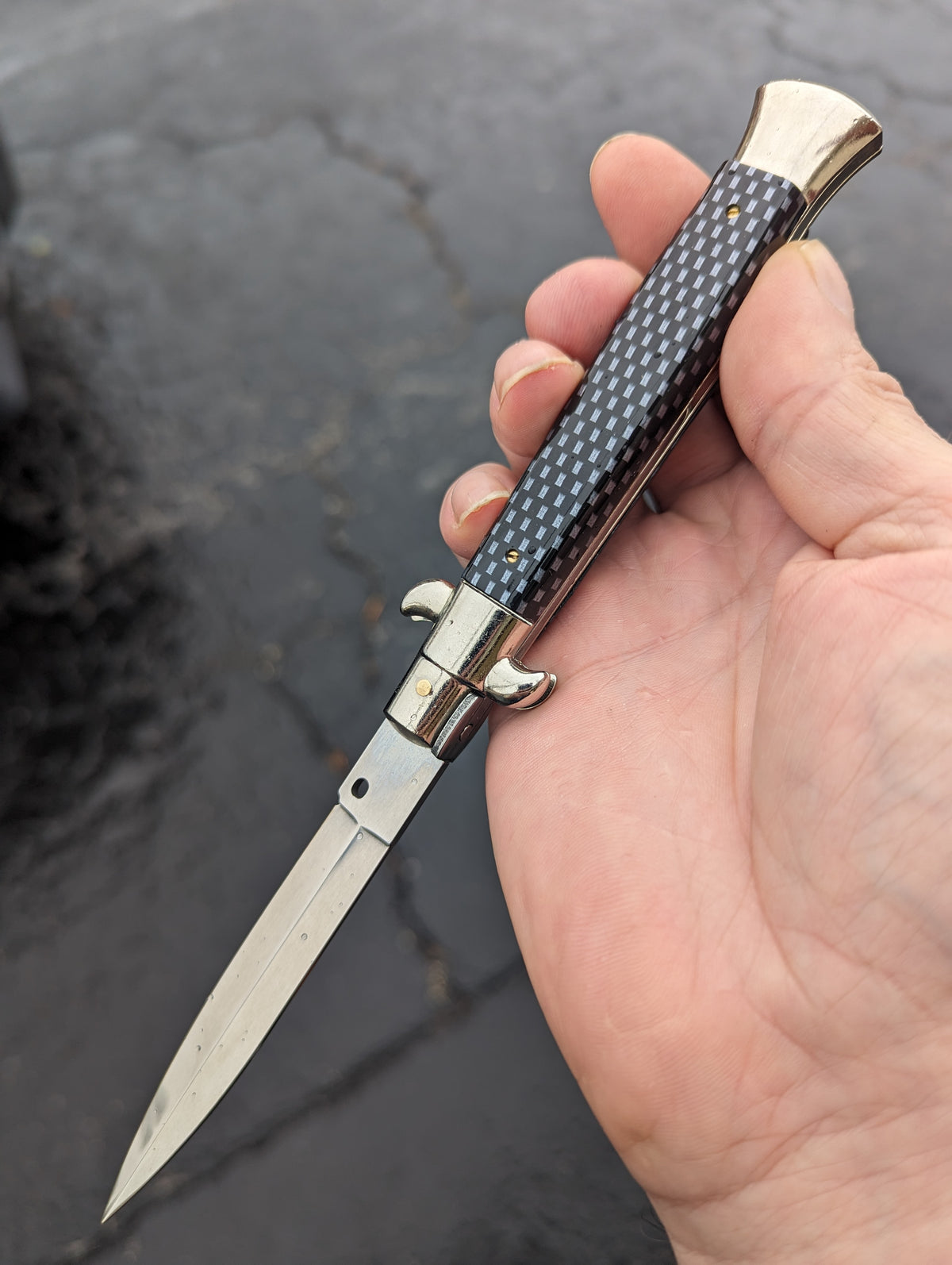 9" Frank Beltrame Faux Carbon Fiber Italian Stiletto Dagger