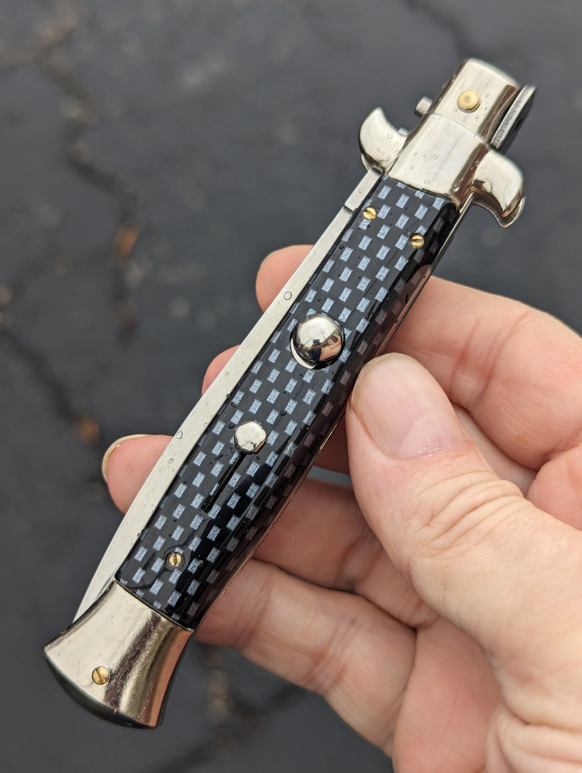 9" Frank Beltrame Faux Carbon Fiber Italian Stiletto Dagger