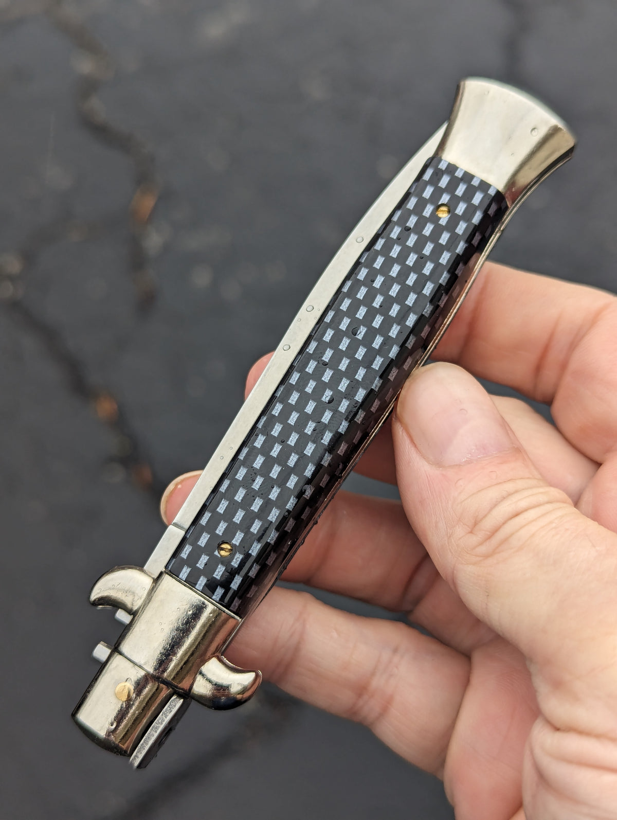 9" Frank Beltrame Faux Carbon Fiber Italian Stiletto Dagger