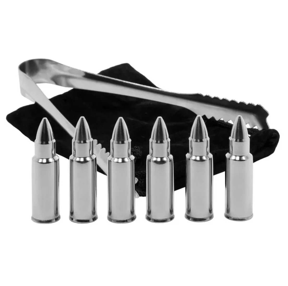 7 PC Steel Ammo & Tongs Ice Cube Set