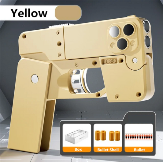 Yellow Folding Toy Cell Phone Soft Bullet Launcher