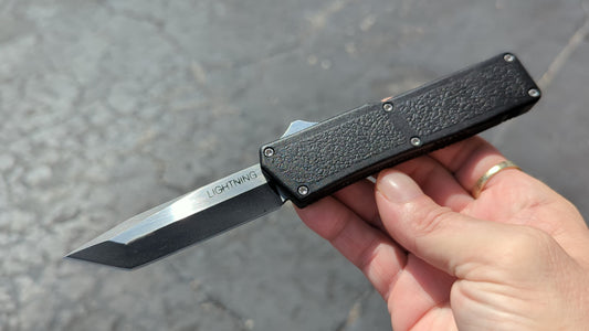 Taiwan Lightning OTF Black 2-Tone Plain Edge Tanto Blade