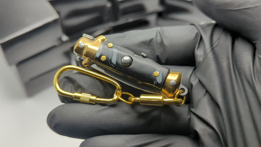 MINI JUMBO BLACK MARBLE SWITCHBLADE KEYRING