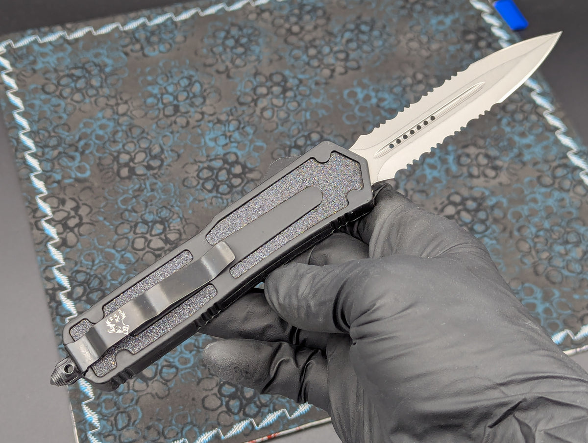 8.5" DOUBLE SERRATED TACTICAL D/A OTF KNIFE