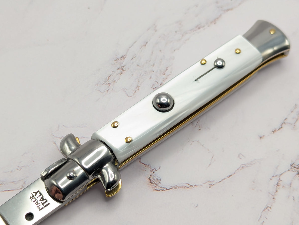 9" Renzo Beltrame Imitation Pearl Flat Grind Italian Stiletto