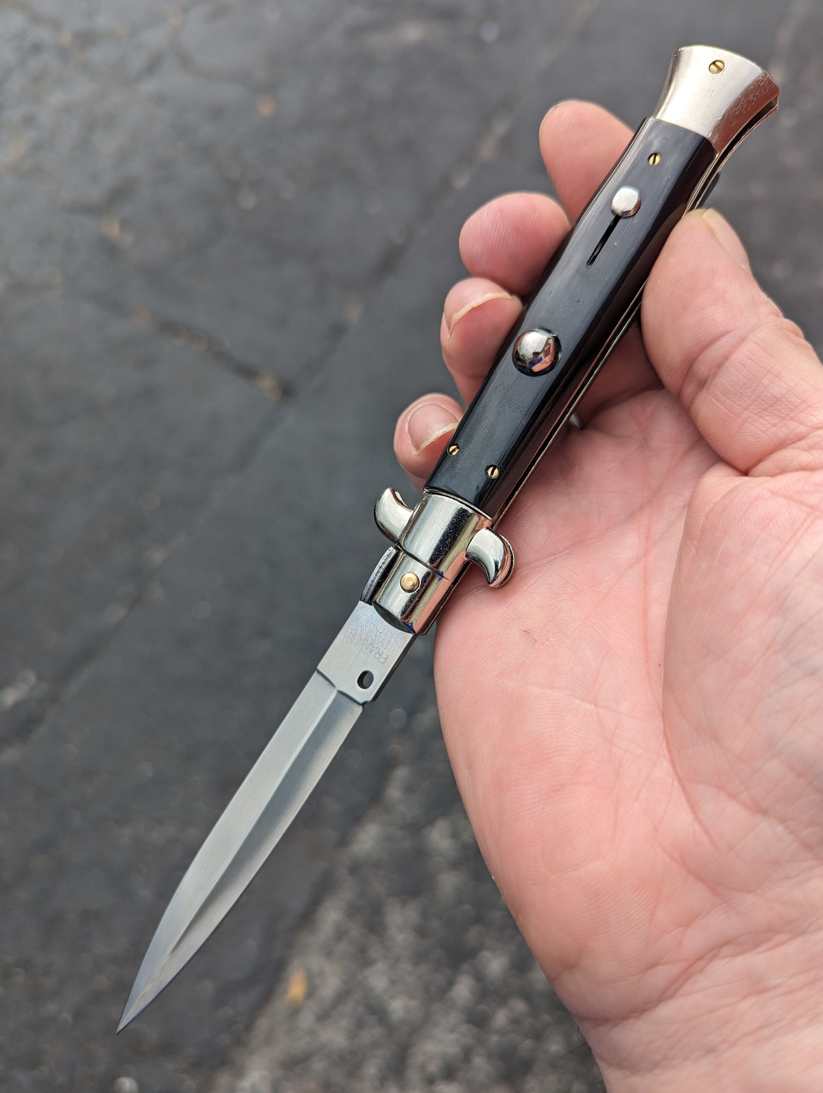 9" Frank Beltrame Black Scale Italian Stiletto Dagger