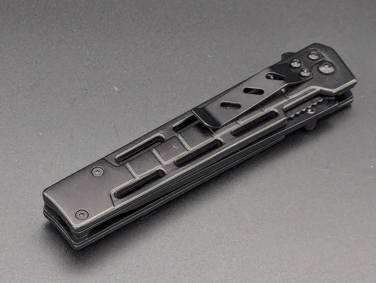 Spring Assisted Tanto Knife w/ Dual Band Slingshot