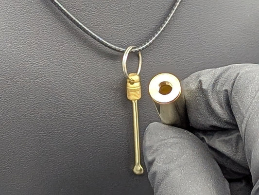 Brass Bullet Hidden Mini Spoon Pendant w/ Cotton Cord Necklace