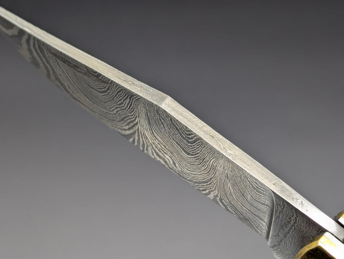 9" DAMASCUS & ALUMINUM AUTOMATIC LEVERLOCK SWITCHBLADE KNIFE