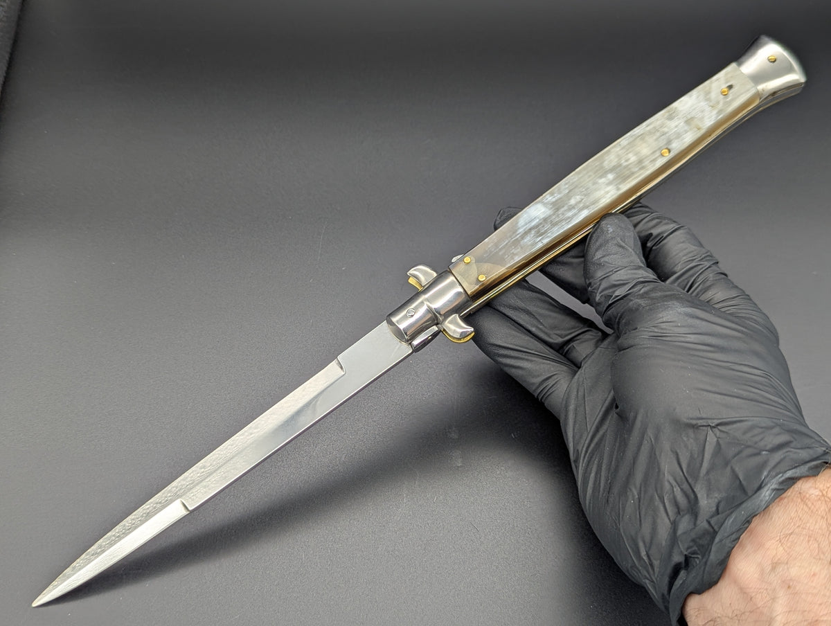 13" MANIAGO ITALY BLONDE HORN SWITCHBLADE ITALIAN STILETTO