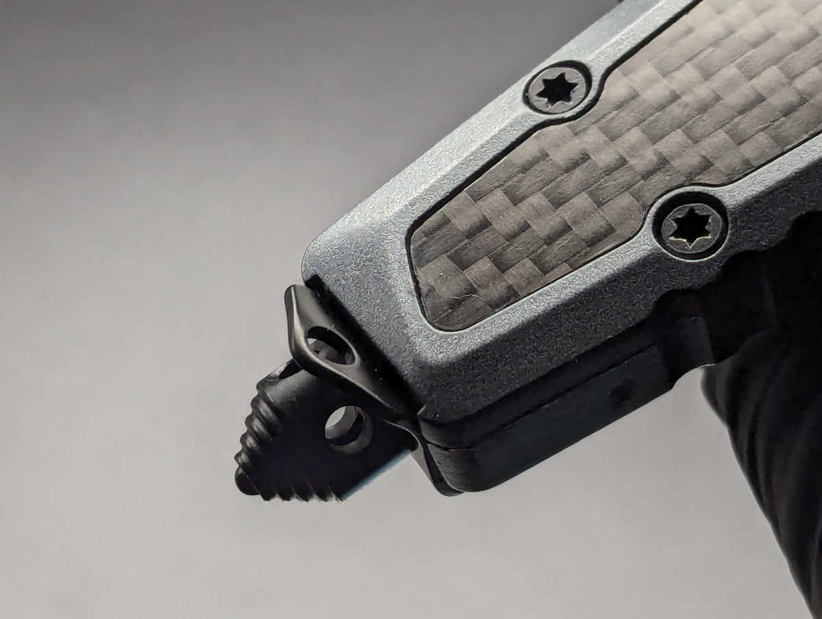 GREY SFK GLASS BREAKER D/A OTF KNIFE DROP POINT