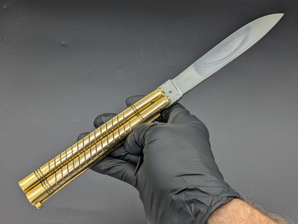 PHILIPPINES HANDMADE BALISONG SOLID BRASS HEAVYWEIGHT STRAIGHT BLADE