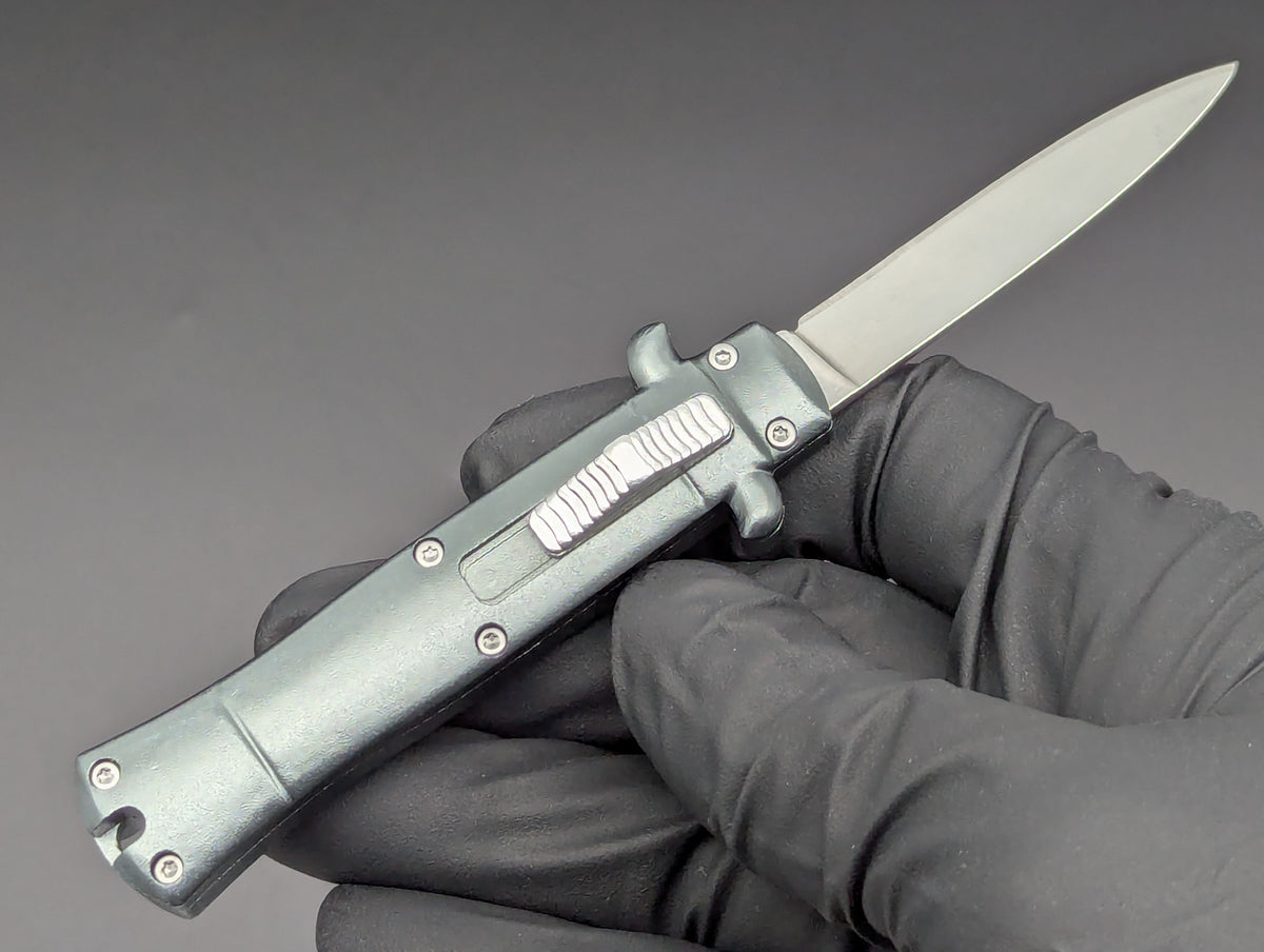 MINI STILETTO D/A CALI-LEGAL OTF KNIFE GREY