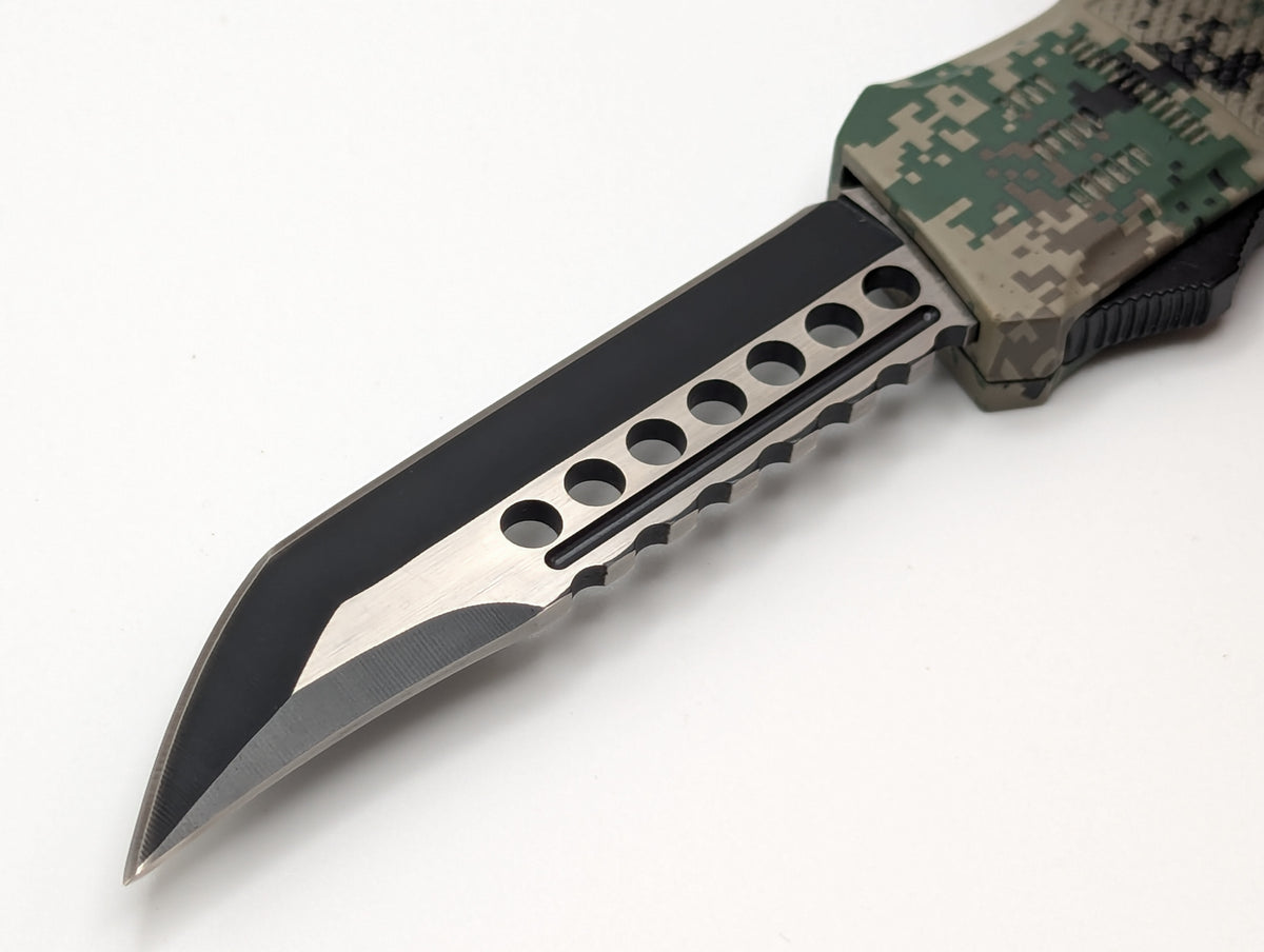 9.25" Green Digi Camo CQC D/A OTF Knife