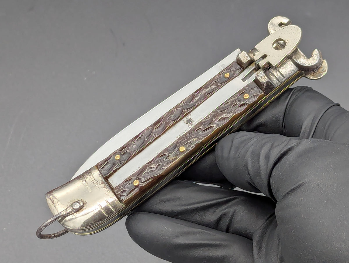 Italian VIRGINIA Shot Shell Puller Leverlock Switchblade Knife