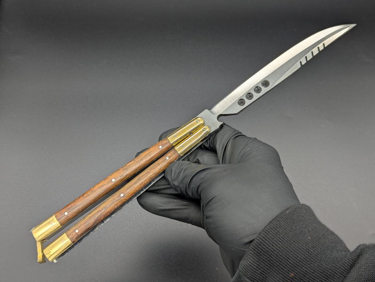 11" FHM Philippines Handmade Slim Narra Wood Balisong Rambo Bottle Opener