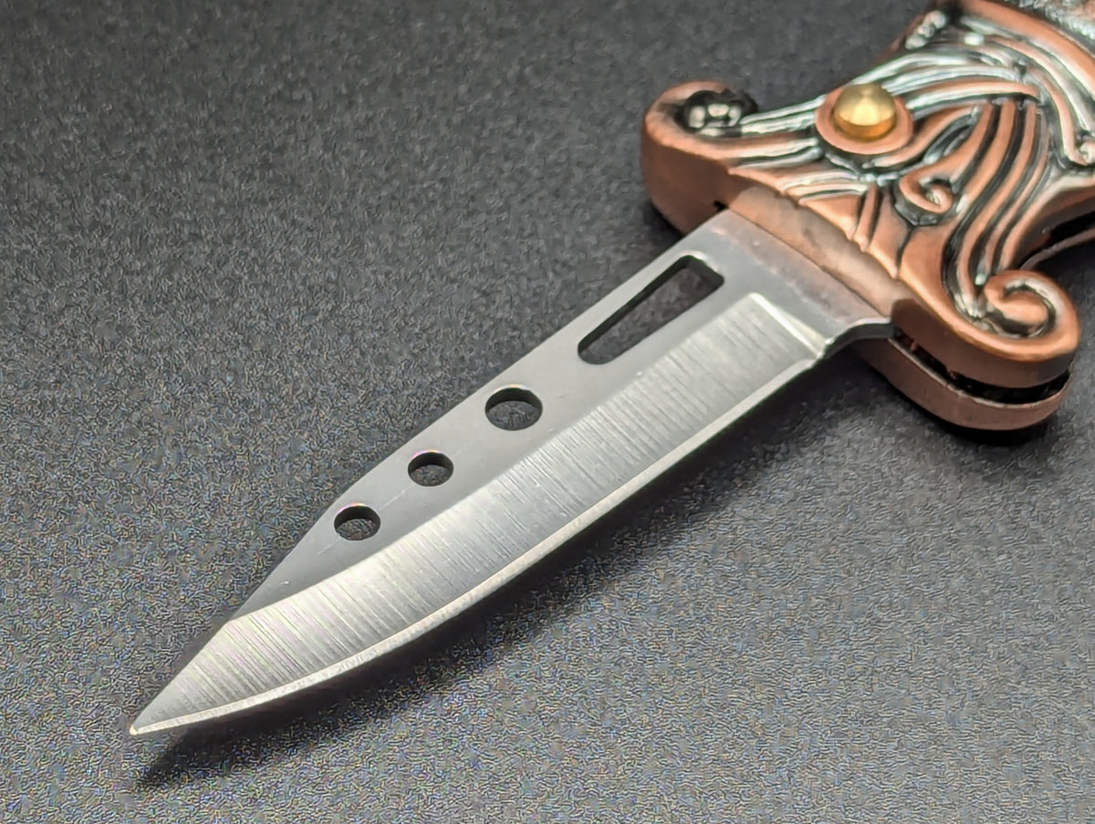 VINTAGE DRAGON TORCH LIGHTER SWITCHBLADE KNIFE CP