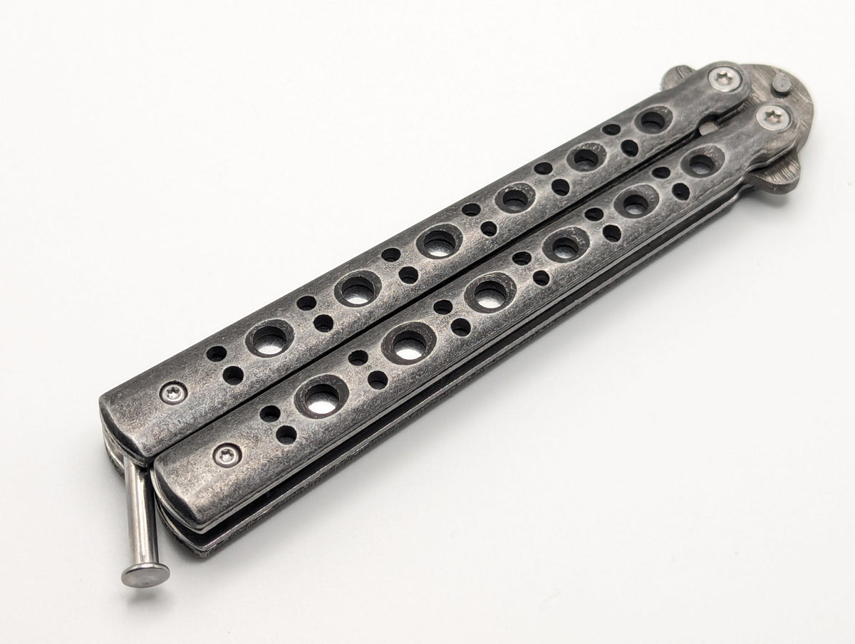 9" Bug Out Tanto Damascus Balisong Butterfly Knife