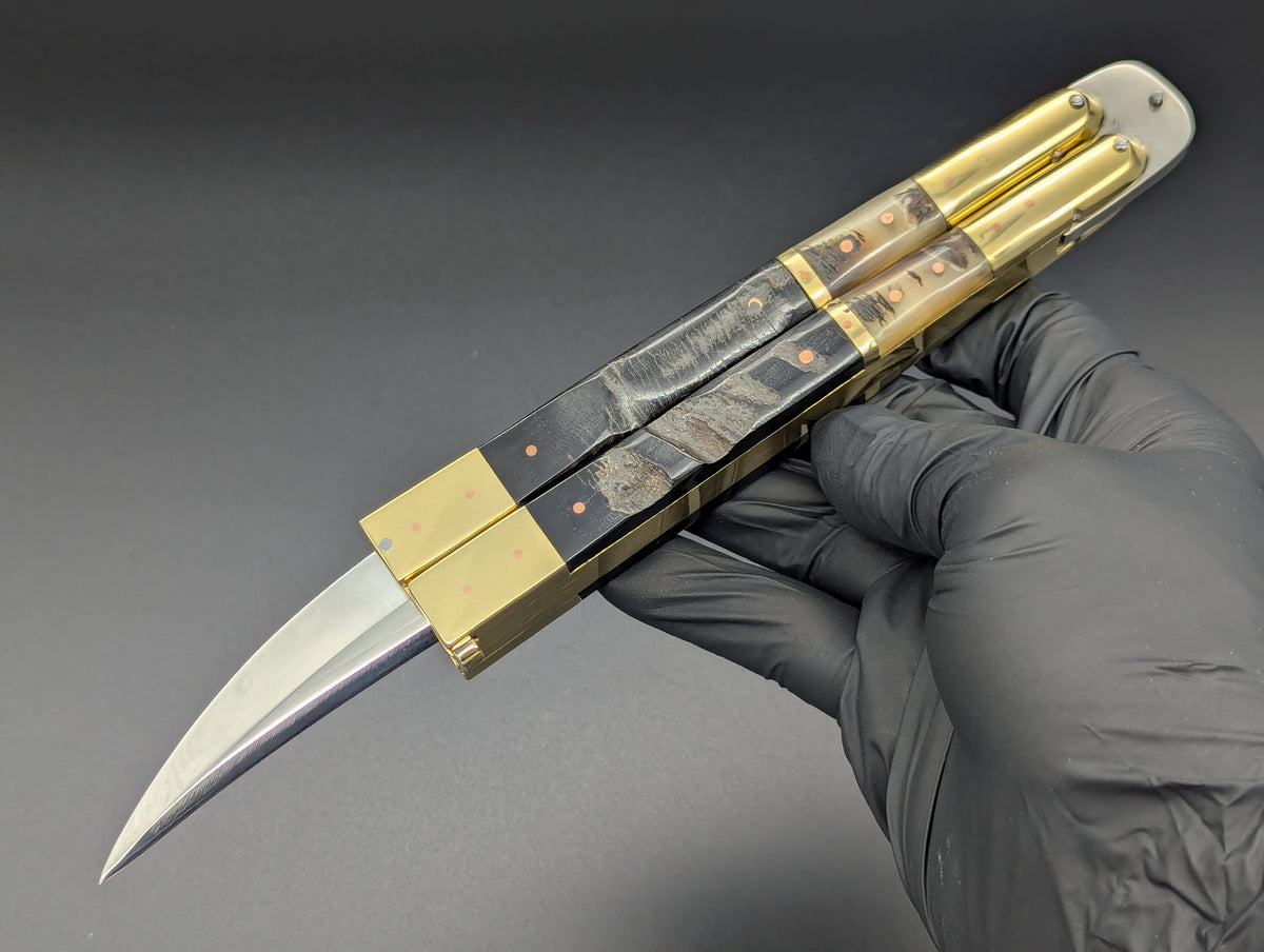 14.25" DOUBLE HORN BUSESE XL BLADE FHM BALISONG KNIFE