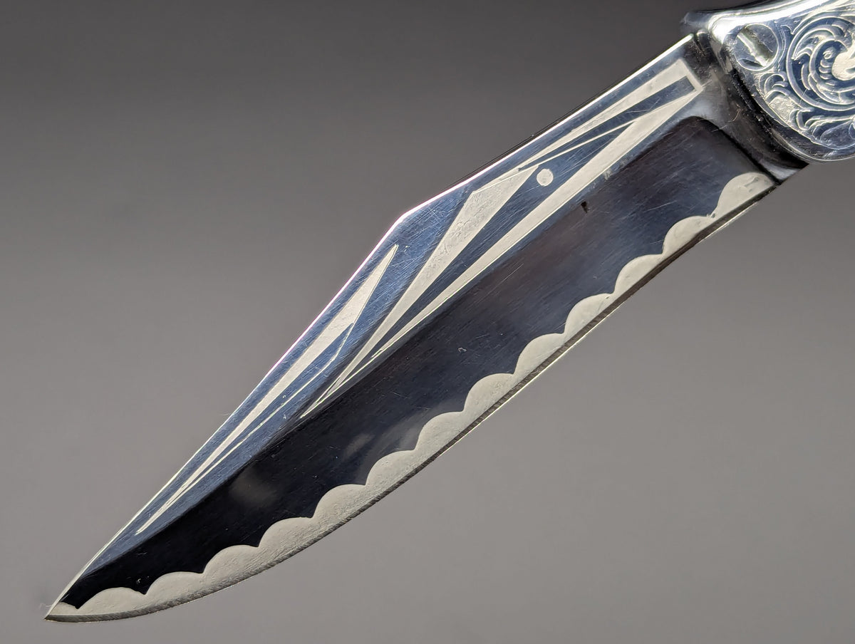 80's Soviet Era Russian Prison Switchblade Knife Brown Etched