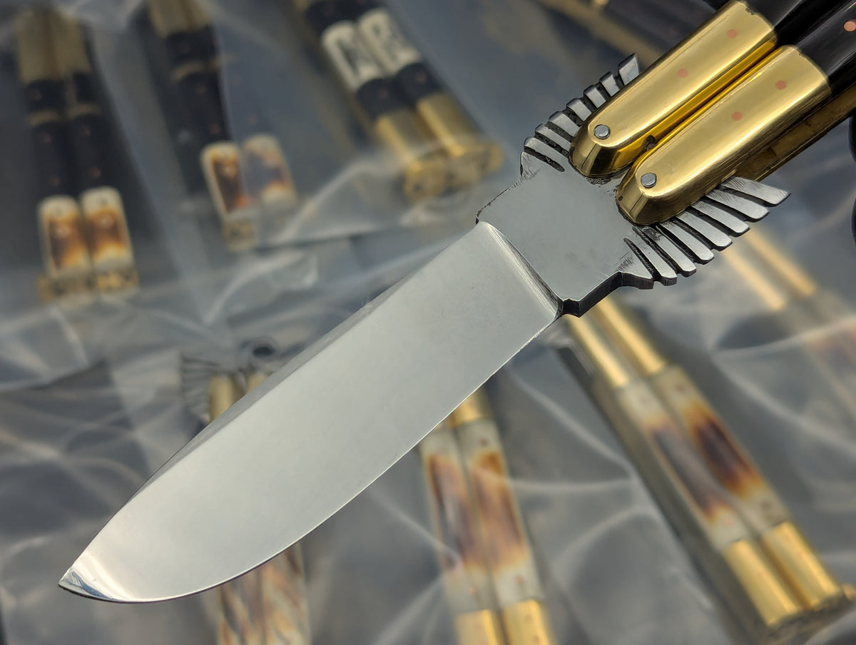 8.7" TRIPLE STACKED SCALE EAGLE TANG FHM BALISONG