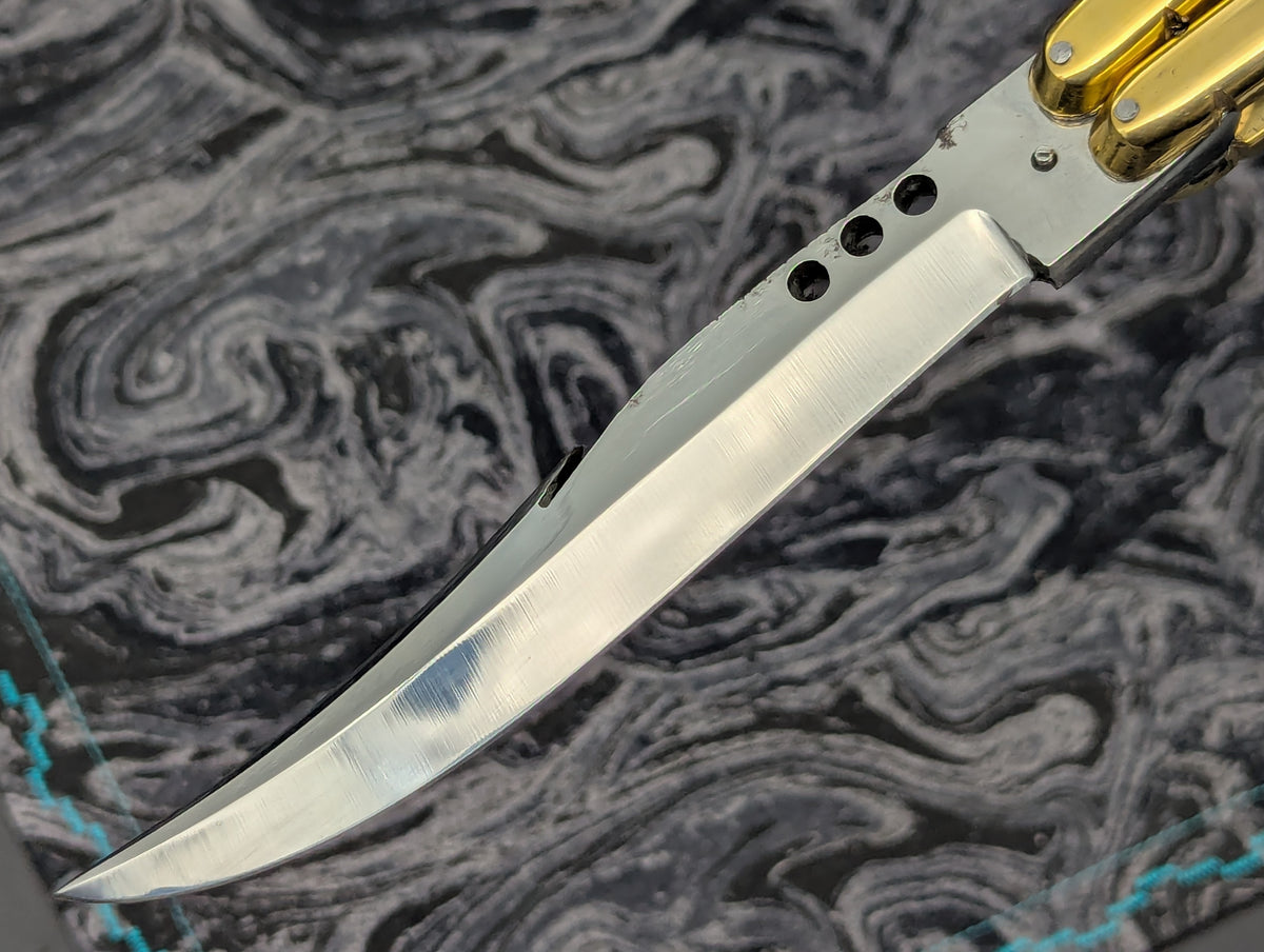 11" Gut Hook Clip Blade Ultra Heavy Brass Philippines FHM Balisong