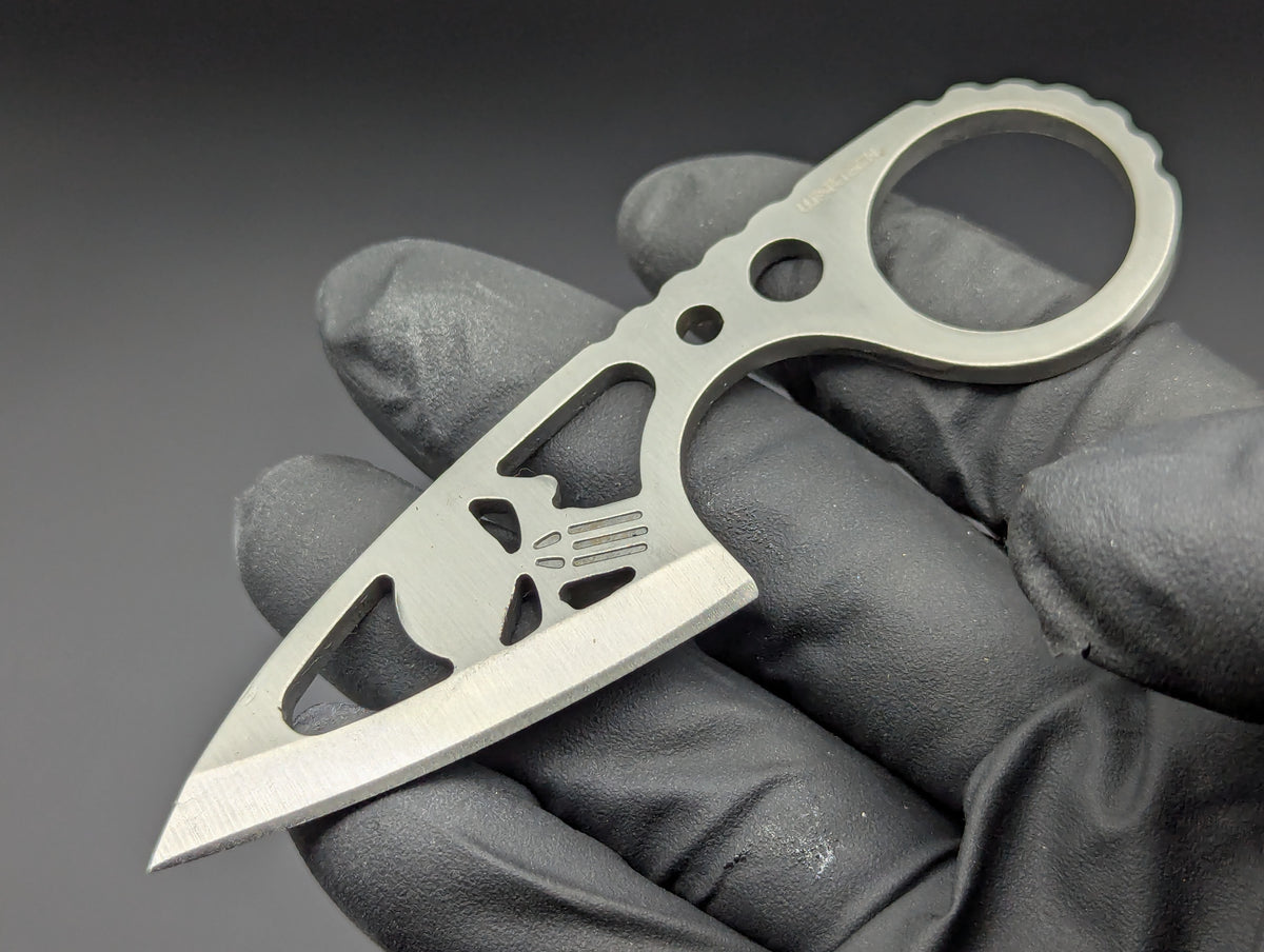 4" Wartech Ghost Skull Karambit Neck Knife Stainless