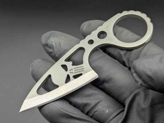 4" Wartech Ghost Skull Karambit Neck Knife Stainless