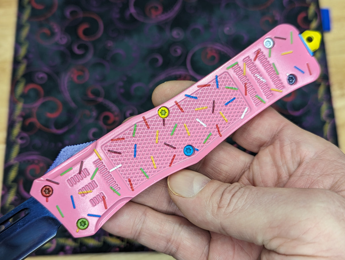 9.5" PINK SPRINKLE CQB D/A OTF KNIFE