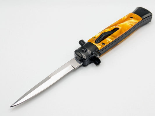 9" MAFIA ITALIAN STYLE D/A OTF KNIFE BK & GOLD