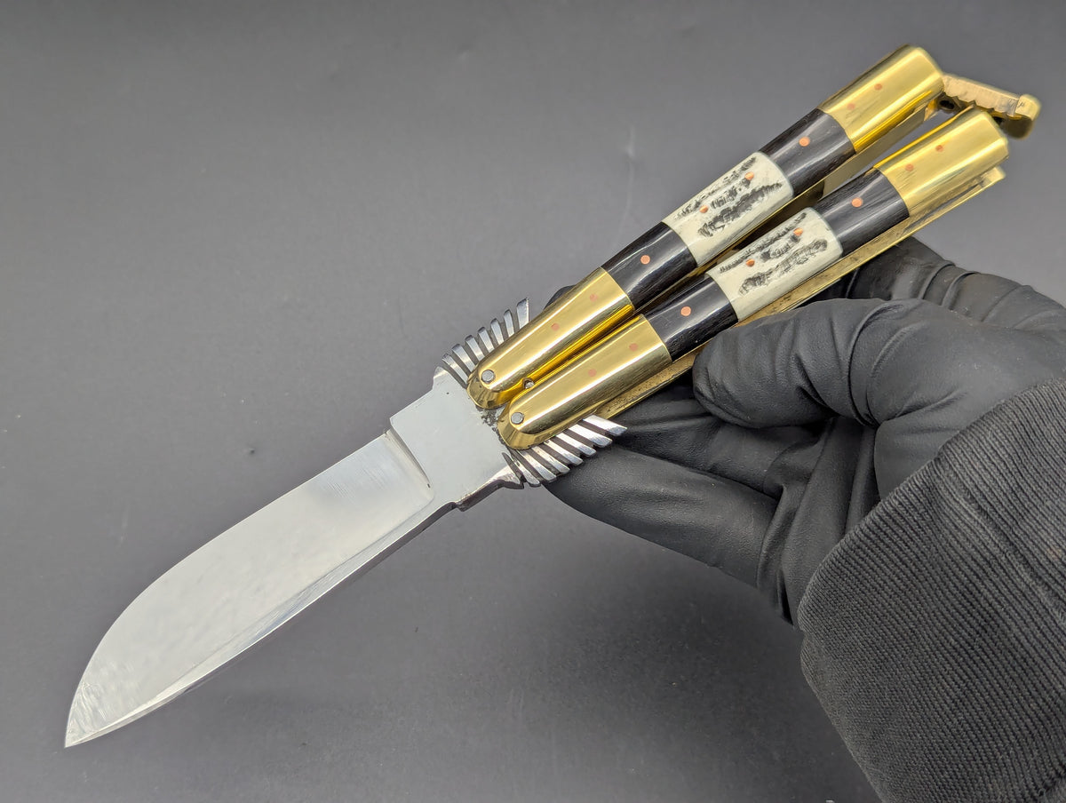 22CM TRIPLE STACK SCALE EAGLE FHM BALISONG KNIFE STRTBLD
