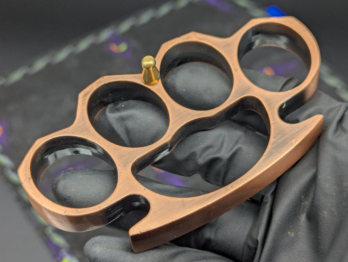 Copper Finish Square Top Brass Knuckle Duster Paperweight