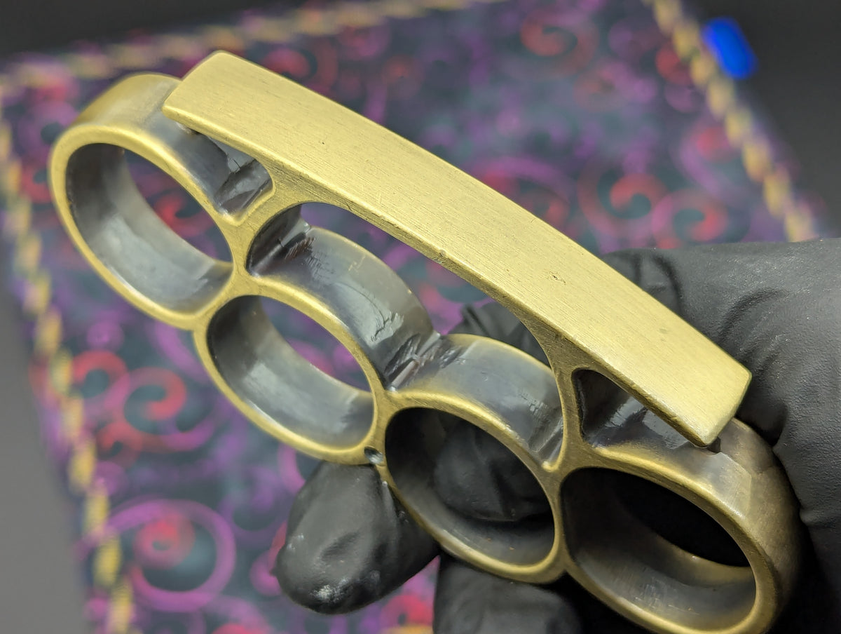 ANTIQUE BRONZE ULTRA SQUARE TOP BRASS KNUCKLE DUSTER