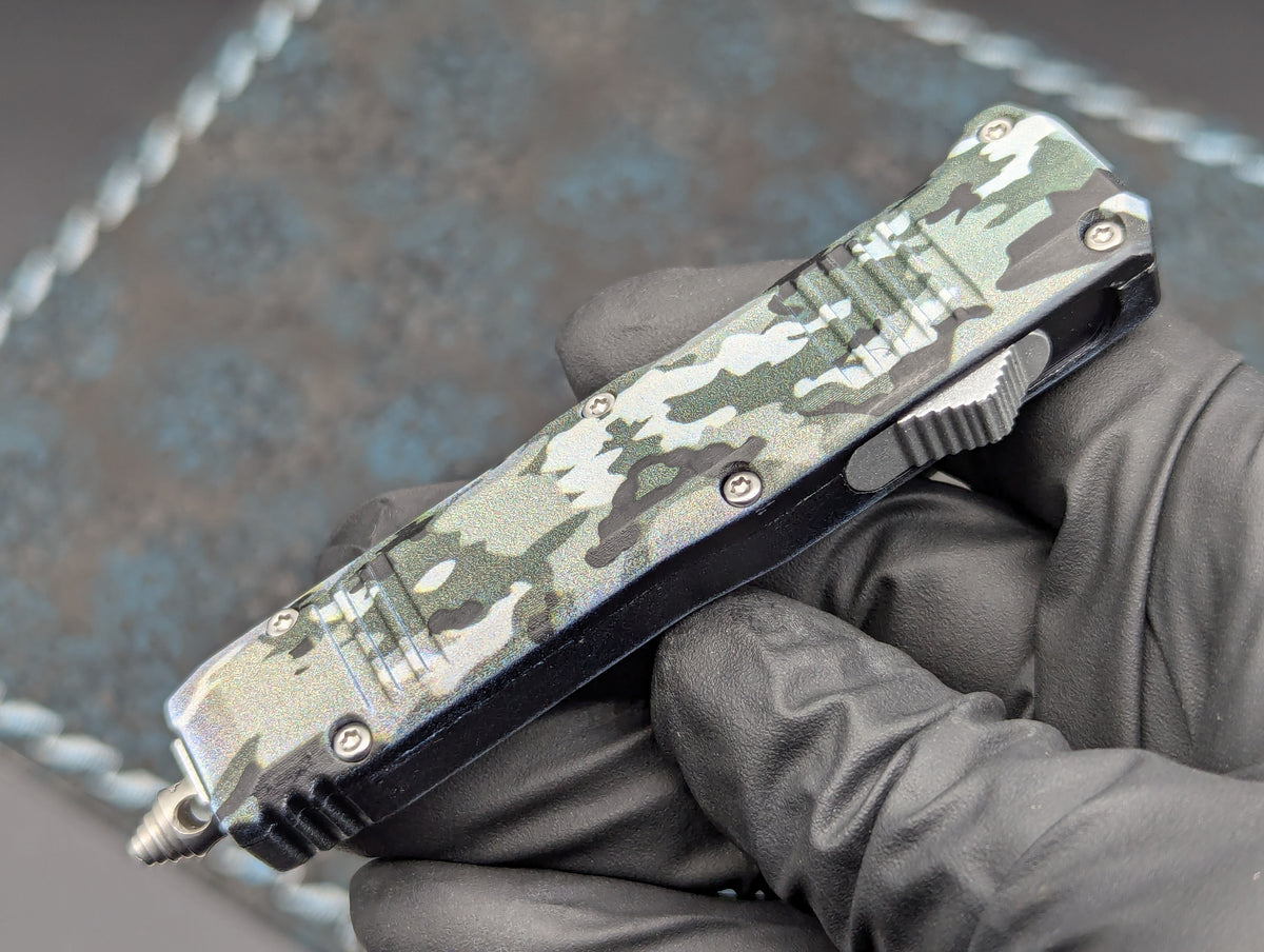 7" Mini Digital Green Camo D/A OTF Knife