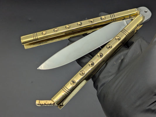 HUGE BRASS SLAB FHM BALISONG 384 GRAM RAZOR BLADE