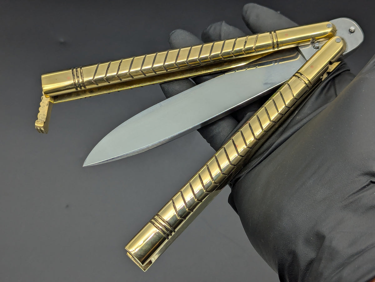 PHILIPPINES HANDMADE BALISONG SOLID BRASS HEAVYWEIGHT STRAIGHT BLADE