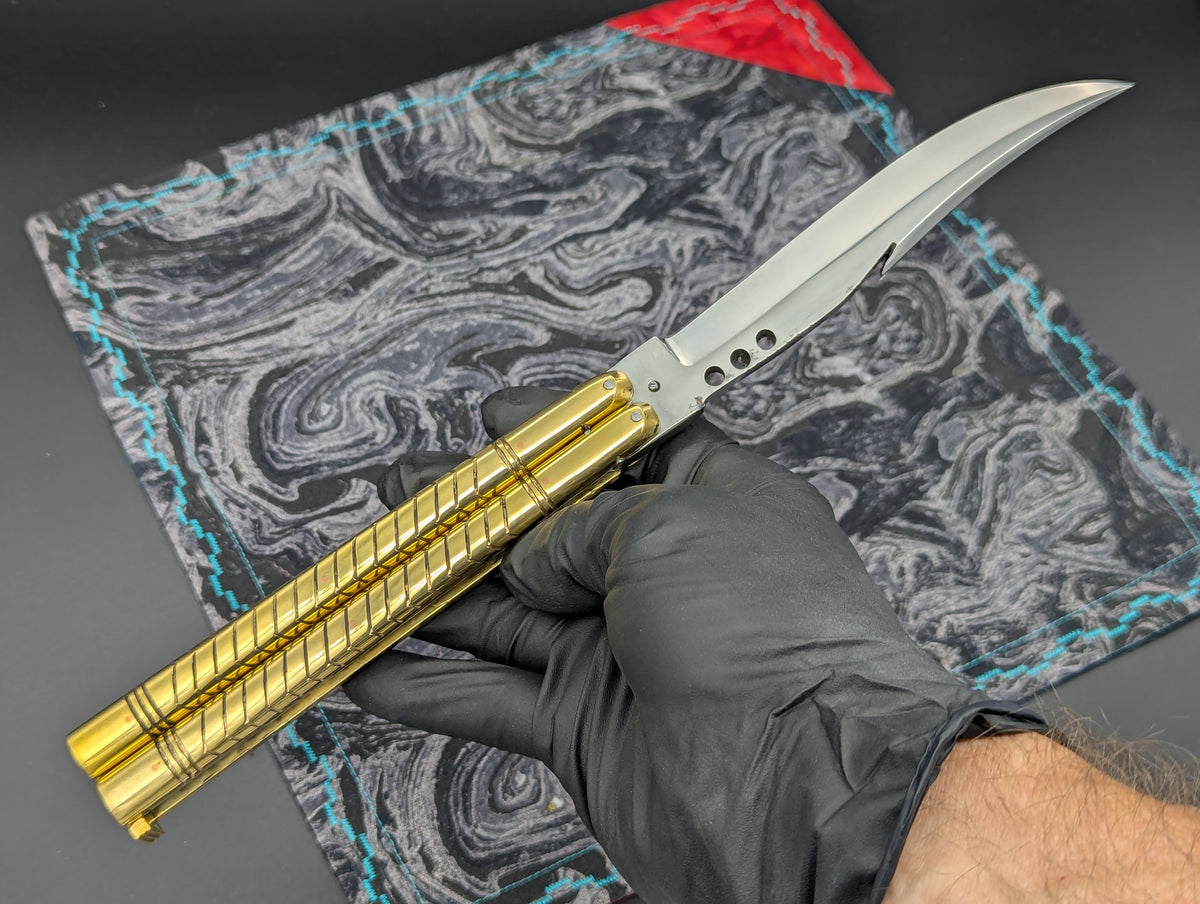 11" Gut Hook Clip Blade Ultra Heavy Brass Philippines FHM Balisong