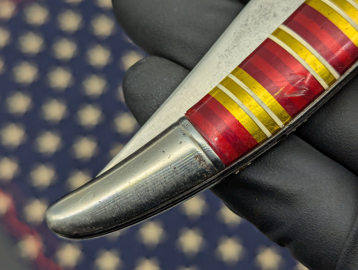 ANTIQUE HAMMER BRAND CANDY STRIPE TOOTHPICK SWITCHBLADE KNIFE