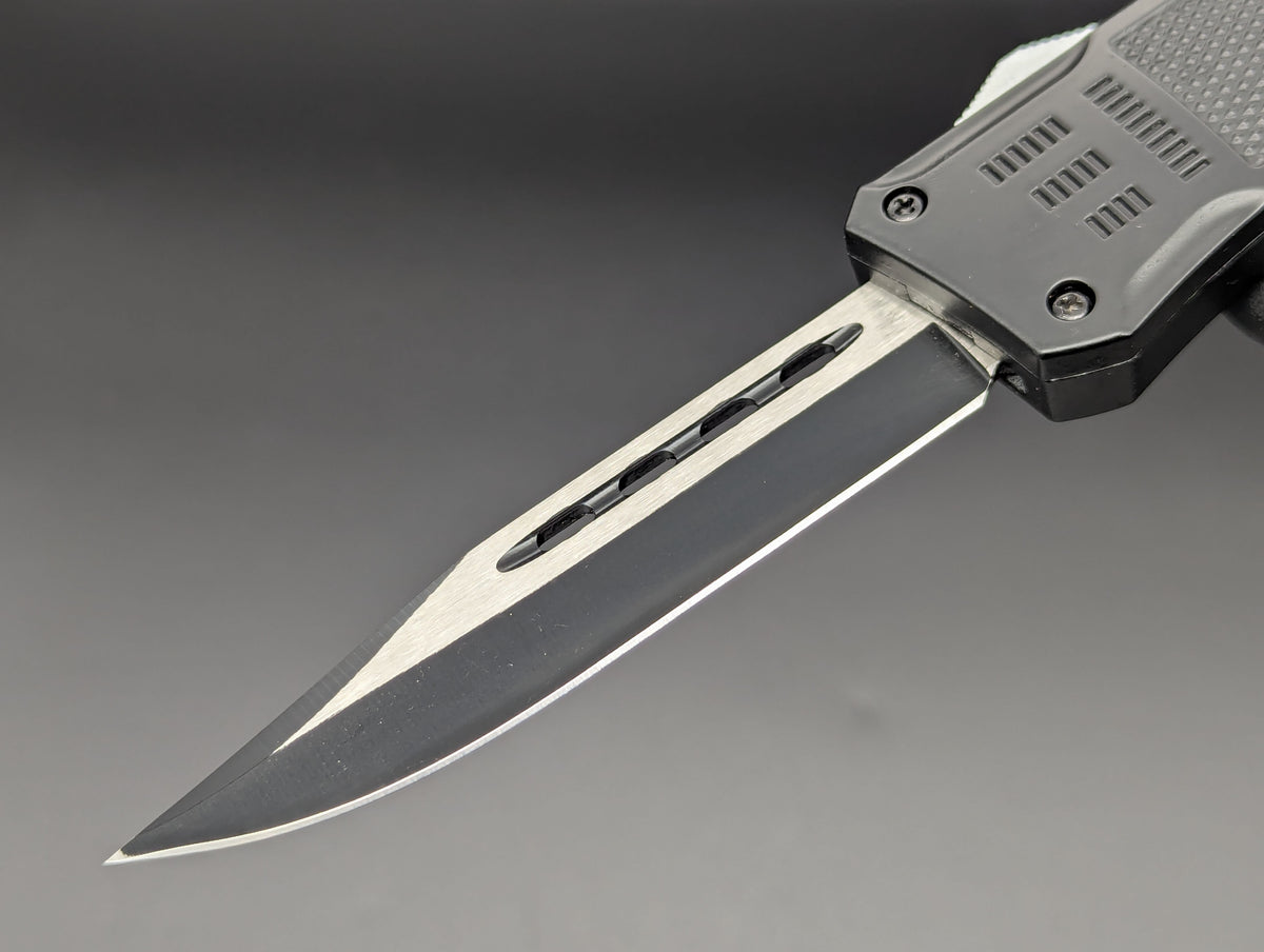 9" 2-Tone Black Drop Point CQC OTF Automatic Knife