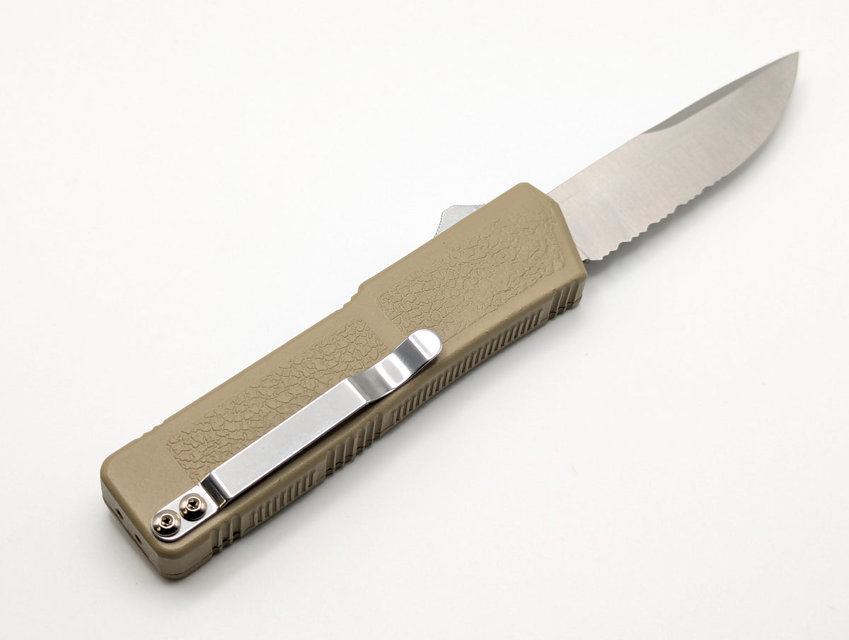SAND LIGHTNING OTF KNIFE SERR. EDGE DROP POINT BLADE