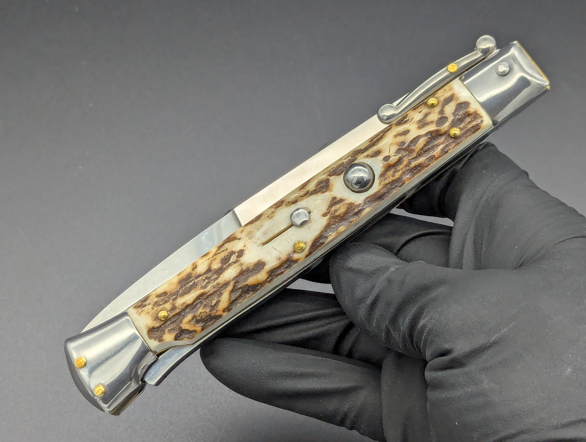 11" STAG HORN FRANK BELTRAME SWINGUARD SWITCHBLADE STILETTO