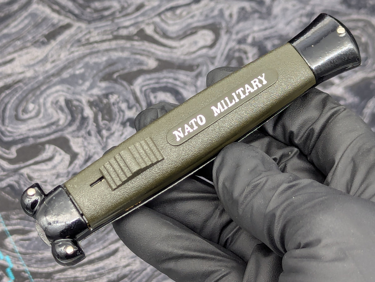 VINTAGE 1980's NATO MILITARY OTF KNIFE BUNNY EAR DRAB GREEN