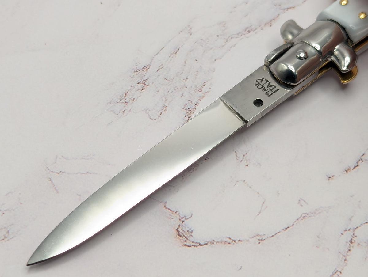 9" Renzo Beltrame Imitation Pearl Flat Grind Italian Stiletto
