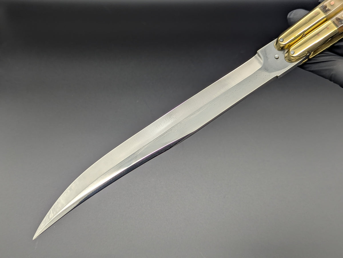 14.25" DOUBLE HORN BUSESE XL BLADE FHM BALISONG KNIFE