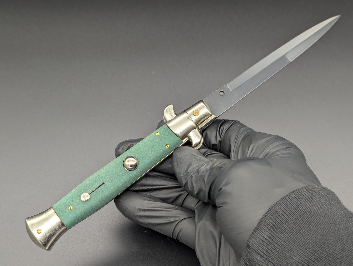 NOS 9" FRANK B "STILETTO ITALY" Jade Green Italian Stiletto Knife Dagger