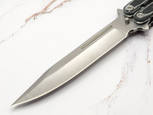 9" Grey & Black Micarta Stainless Butterfly Knife